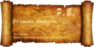 Primusz Beatrix névjegykártya